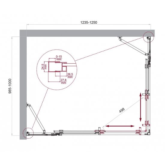 Душевой уголок BelBagno LUCE-AH-22-125/100-C-Cr стекло прозрачное, профиль хром