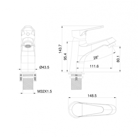 Смеситель для раковины WONZON & WOGHAND WW-A40212-MW белый матовый