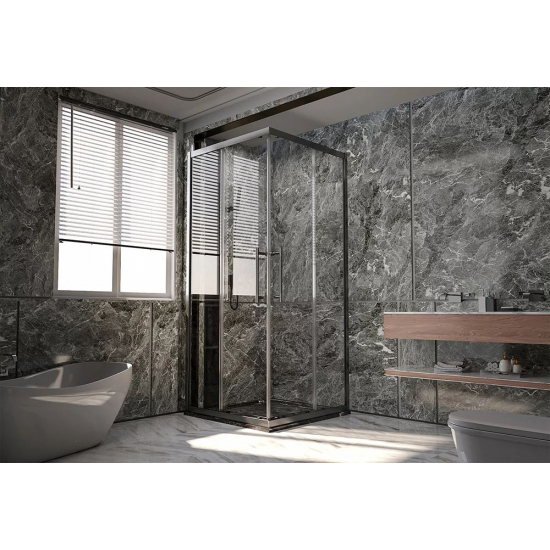 Душевой уголок VECONI Premium Trento PTC-20GR 100x80, стекло прозрачное, профиль графит