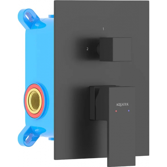 Встраиваемый смеситель для душа и ванны AQUATEK Либра AQ1646MB С ВНУТРЕННЕЙ ЧАСТЬЮ, матовый чёрный