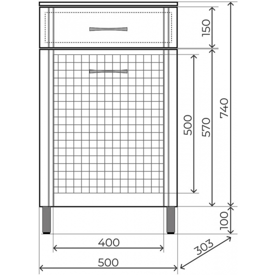 Тумба STYLE LINE Эко Стандарт ТН 50 с корзиной, белая