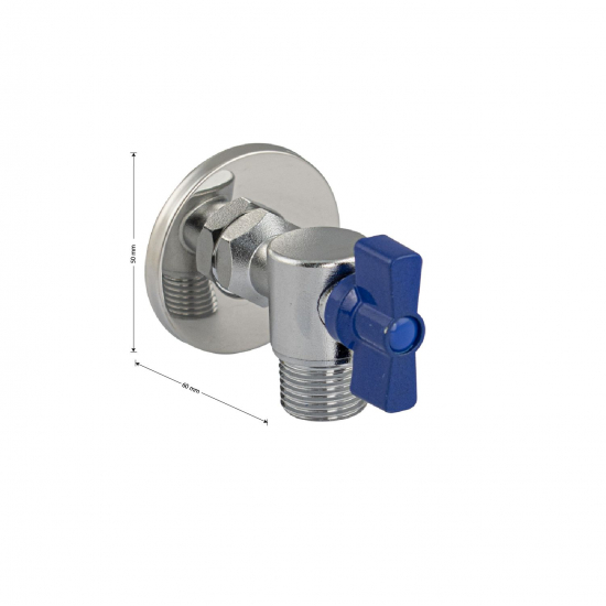 Кран шаровый мини MAGNUS 1/2"x1/2" ш-ш угловой под ключ, нержавеющая сталь SUS304 M9268-C синий