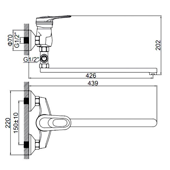 Смеситель для ванны LEDEME H56 L2156 хром