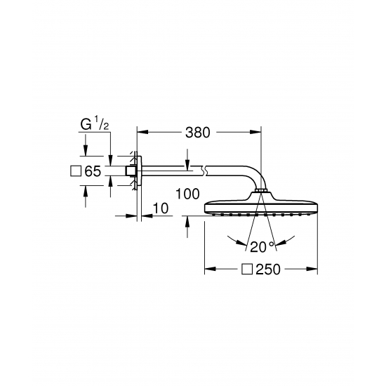 Верхний душ GROHE Tempesta 250 Cube 26682000