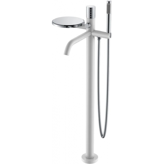 Смеситель для ванны напольный BOHEME Stick 129-WCR white diamond chrome