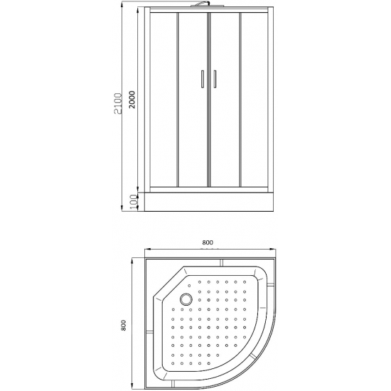 Душевая кабина PARLY Bianco Эконом EB831 80x80x210 с низким поддоном, монтаж без силикона