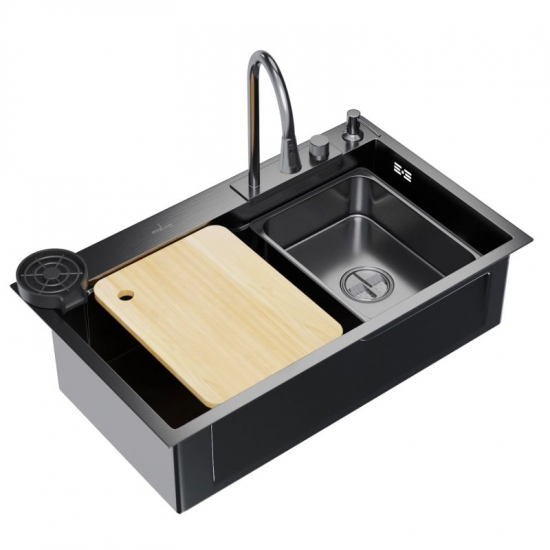 Мойка для кухни MIXLINE PRO 750х460x3 мм настольная с дозатором, смесителем, омывателем, графит