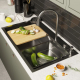 Мойка для кухни MIXLINE PRO 750х460x3 мм настольная с дозатором, смесителем, омывателем, графит