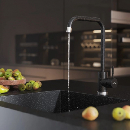Смеситель для кухни MIXLINE ML-GS12 (308) из нержавеющей стали, чёрный