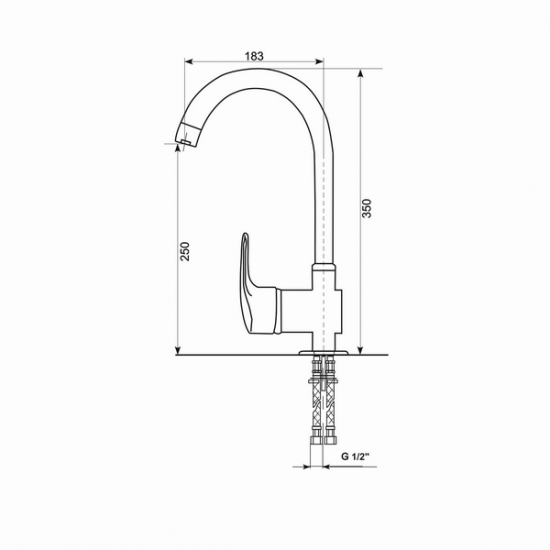 Смеситель для кухни MIXLINE ML-GS04 (309) тёмно-серый