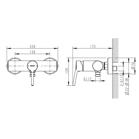Смеситель для душа BRAVAT Palace F9172217CP-01-RUS хром