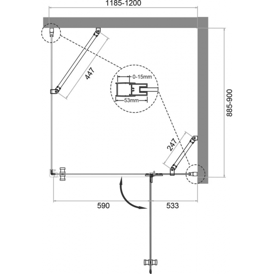 Душевой уголок BelBagno KRAFT-AH-12-120/90-C-Cr-R стекло прозрачное