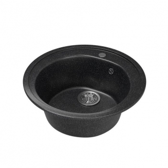 Мойка для кухни керамогранит MIXLINE GM11 NEW круглая черная 308 500мм глуб чаши 180