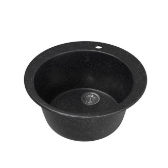 Мойка для кухни керамогранит MIXLINE GM13 круглая черная 308 495мм глуб чаши 190