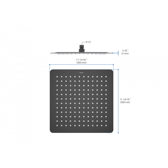 Верхний душ AQUATEK AQ2074MB 300x300 мм, матовый чёрный