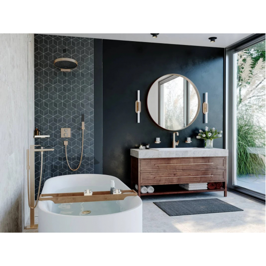 Термостатический смеситель встраиваемый HANSGROHE Ecostat Square 15714140 шлифованная бронза