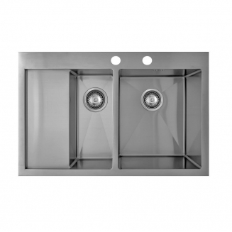Мойка для кухни врезная SEAMAN Eco Marino SMB-7851DLS двухчашевая, с крылом, вентиль-автомат