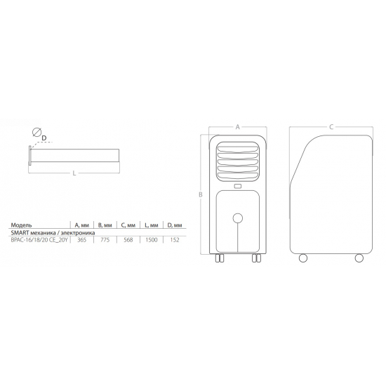Мобильный кондиционер BALLU Smart Pro BPAC-16 CE_20Y