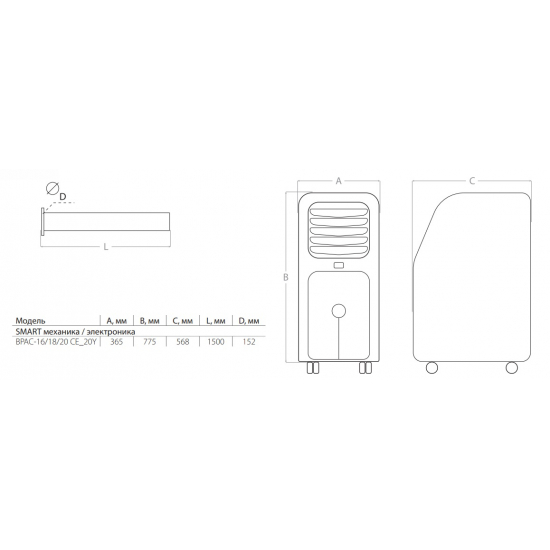 Мобильный кондиционер BALLU Smart Pro BPAC-20 CE_20Y