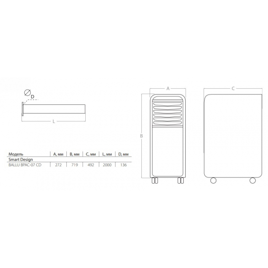 Мобильный кондиционер BALLU Smart Electronic BPAC-07 CE_17Y