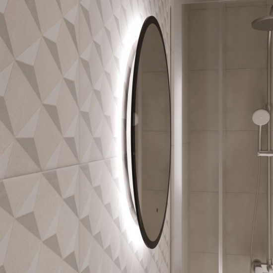 Зеркало круглое MIXLINE Монако D600 с LED подсветкой, чёрный