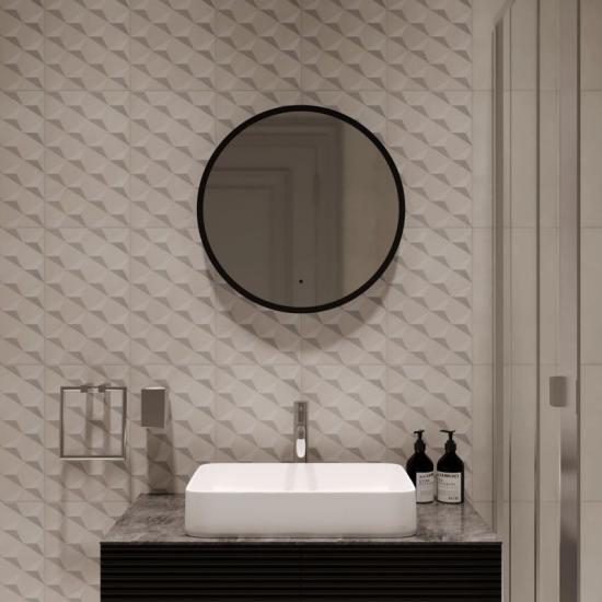 Зеркало круглое MIXLINE Монако D600 с LED подсветкой, чёрный