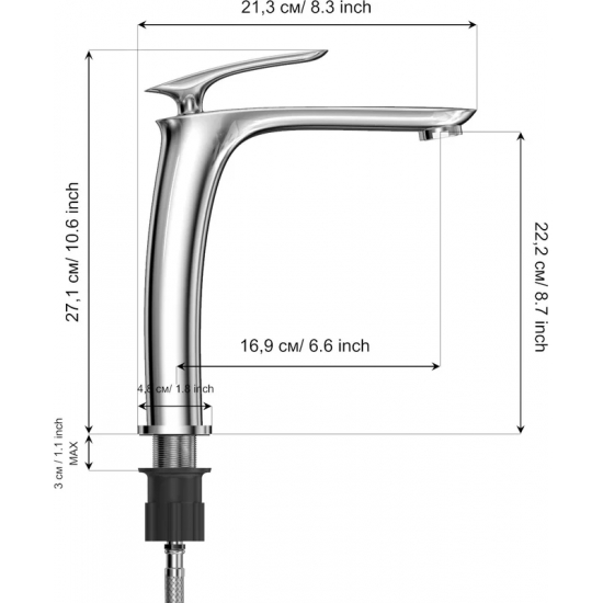 Смеситель для раковины TOKITO Fuji TOK-FUJ-1012 хром