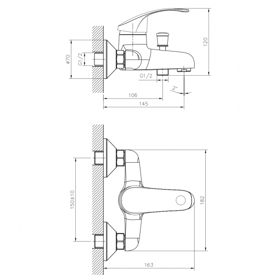 Смеситель для ванны DECOROOM DR71035 хром