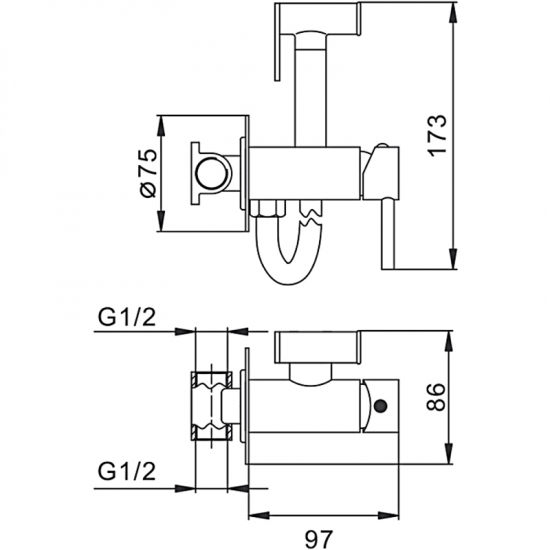 Гигиенический душ FRAP F7505-2 встраиваемый, со смесителем, хром