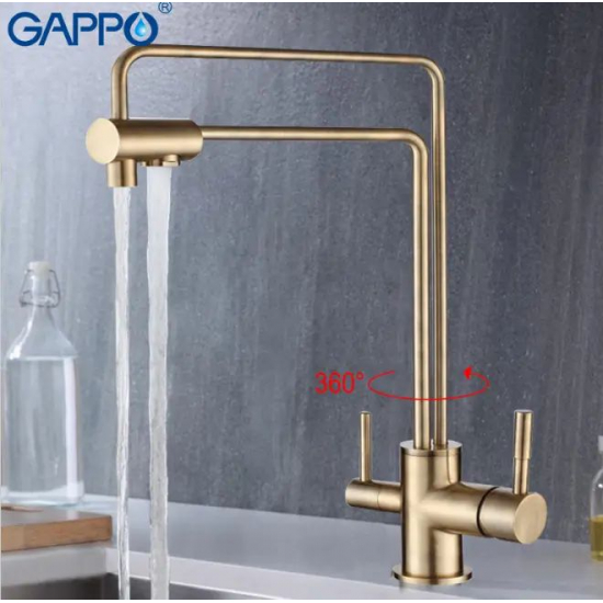 Смеситель для кухни с подключением к фильтру с питьевой водой GAPPO G4398-6 бронза
