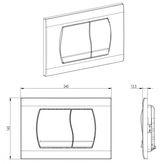 Кнопка для инсталляции AQUATEK KDI-0000049 (021D) чёрный матовый, клавиши прямоугольные