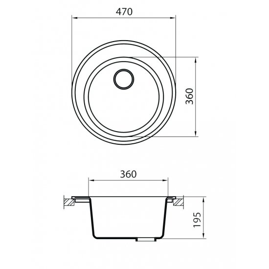 Мойка для кухни керамогранит GRANICOM G-009 D=470 мм, круглая (грей)