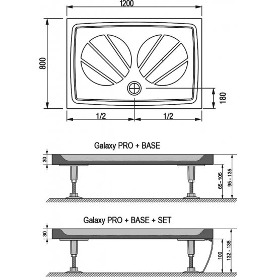 Душевой поддон RAVAK Ravak Galaxy Pro Gigant Pro 120x80 литьевой мрамор, с сифоном