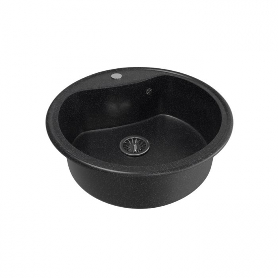 Мойка для кухни керамогранит MIXLINE GM09 круглая ультра-черная 344 510мм глуб чаши 190