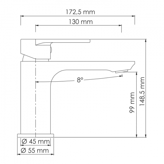 Смеситель для раковины WASSERKRAFT Elbe 7403 чёрный матовый