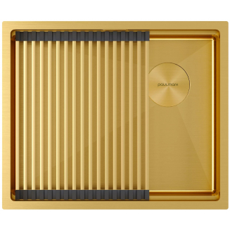 Мойка для кухни PAULMARK Next-Pro 54 UNI 540х450x1,2 мм, с ролл-матом, золото