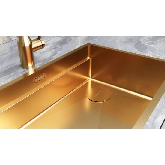 Мойка для кухни PAULMARK Next-Pro 54 UNI 540х450x1,2 мм, с ролл-матом, золото