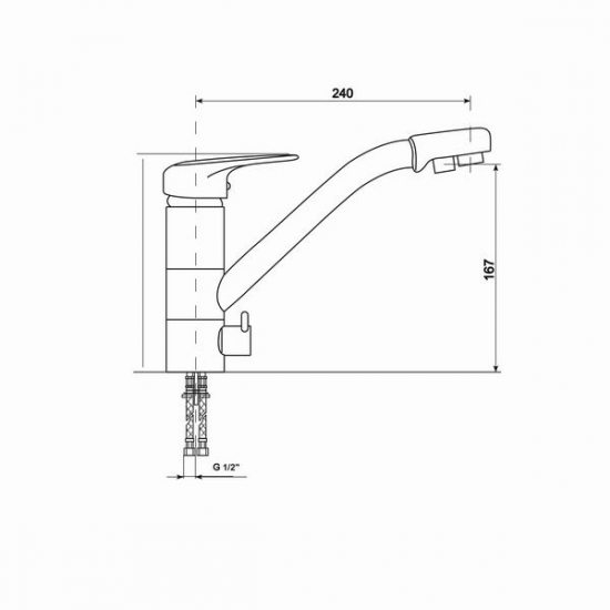Смеситель для кухни MIXLINE ML-GS05 (310) с подключением к фильтру, серый