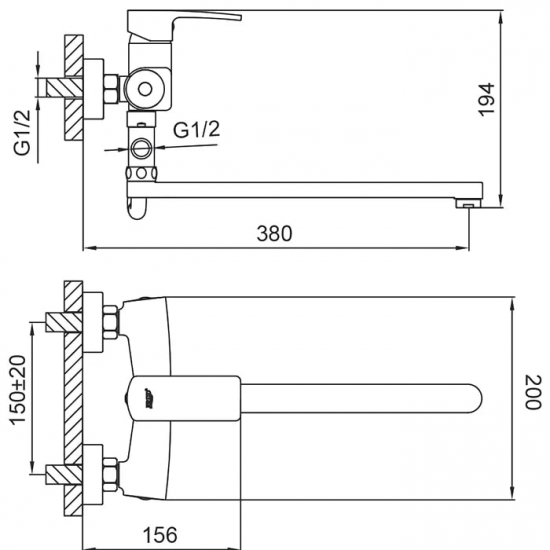 Смеситель для ванны FRUD R21151 хром
