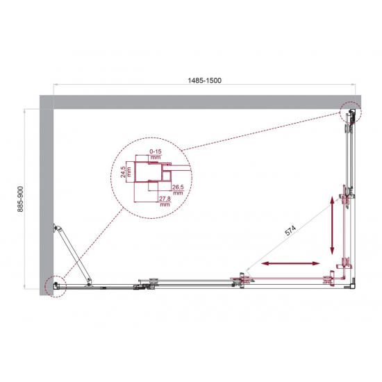 Душевой уголок BelBagno LUCE-AH-21-150/90-C-Cr стекло прозрачное, профиль хром