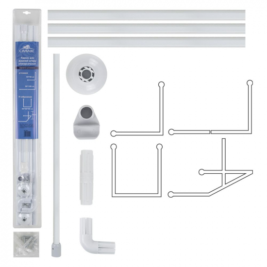 Карниз для ванны САНАКС 90*90*90 см 10029 угловой сборный белый