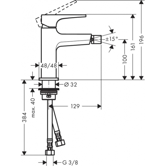 Смеситель для биде HANSGROHE Metropol 32520000 с донным клапаном Push-Open