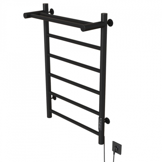 Полотенцесушитель электрический MIXLINE Vega 80x50 318 Вт, полка, чёрный