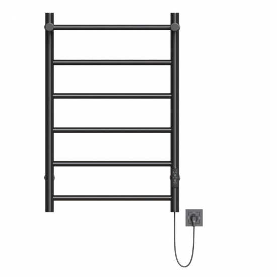 Полотенцесушитель электрический MIXLINE Vega 80x50 318 Вт, полка, чёрный