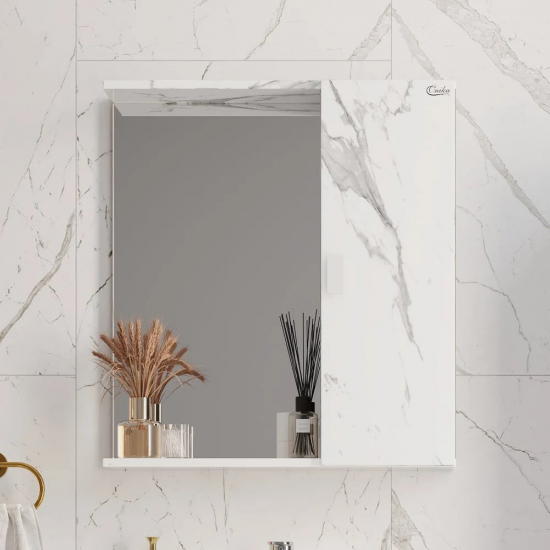 Зеркало-шкаф ONIKA Марбл R правое 65 мрамор, камень бетонный