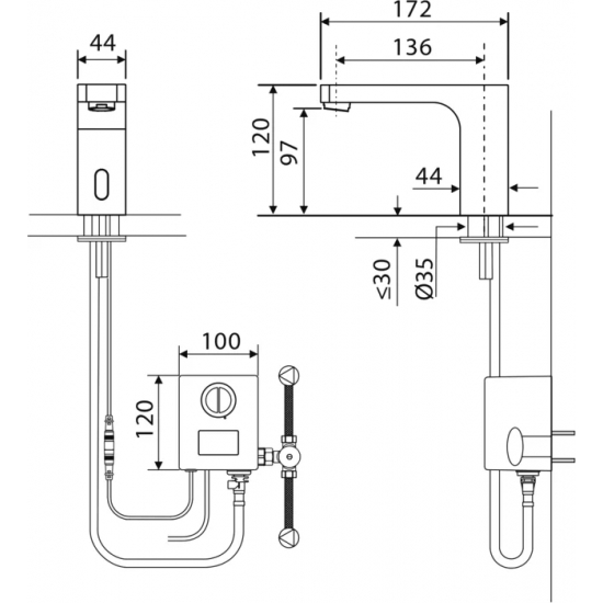 Смеситель для раковины TIMO Torne 4313/00F сенсорный бесконтактный, хром