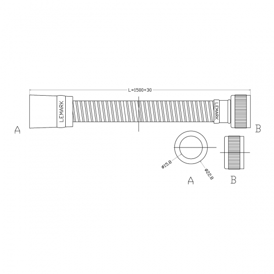 Шланг для душа LEMARK LE8044P ПВХ, длина 150 см