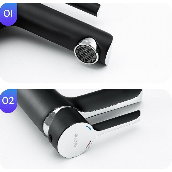 Смеситель для раковины GAPPO G03-6 G1003-6 чёрный/хром