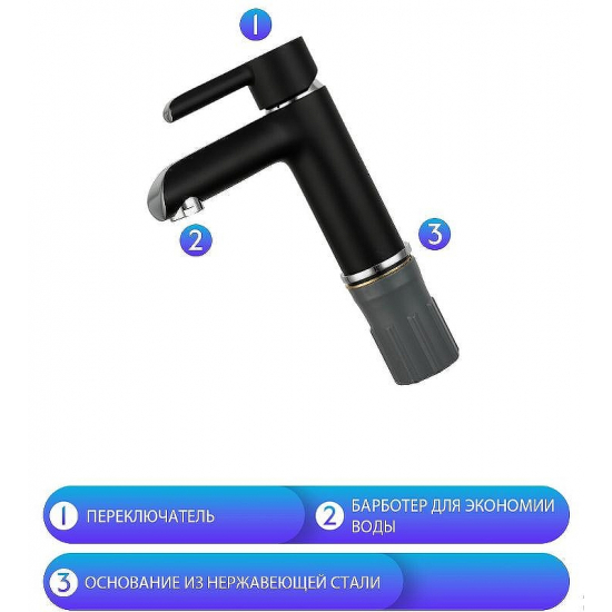 Смеситель для раковины GAPPO G03-6 G1003-6 чёрный/хром