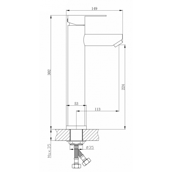 Смеситель для раковины MIXLINE Plus Stainless MLSS32-042 из нержавеющей стали